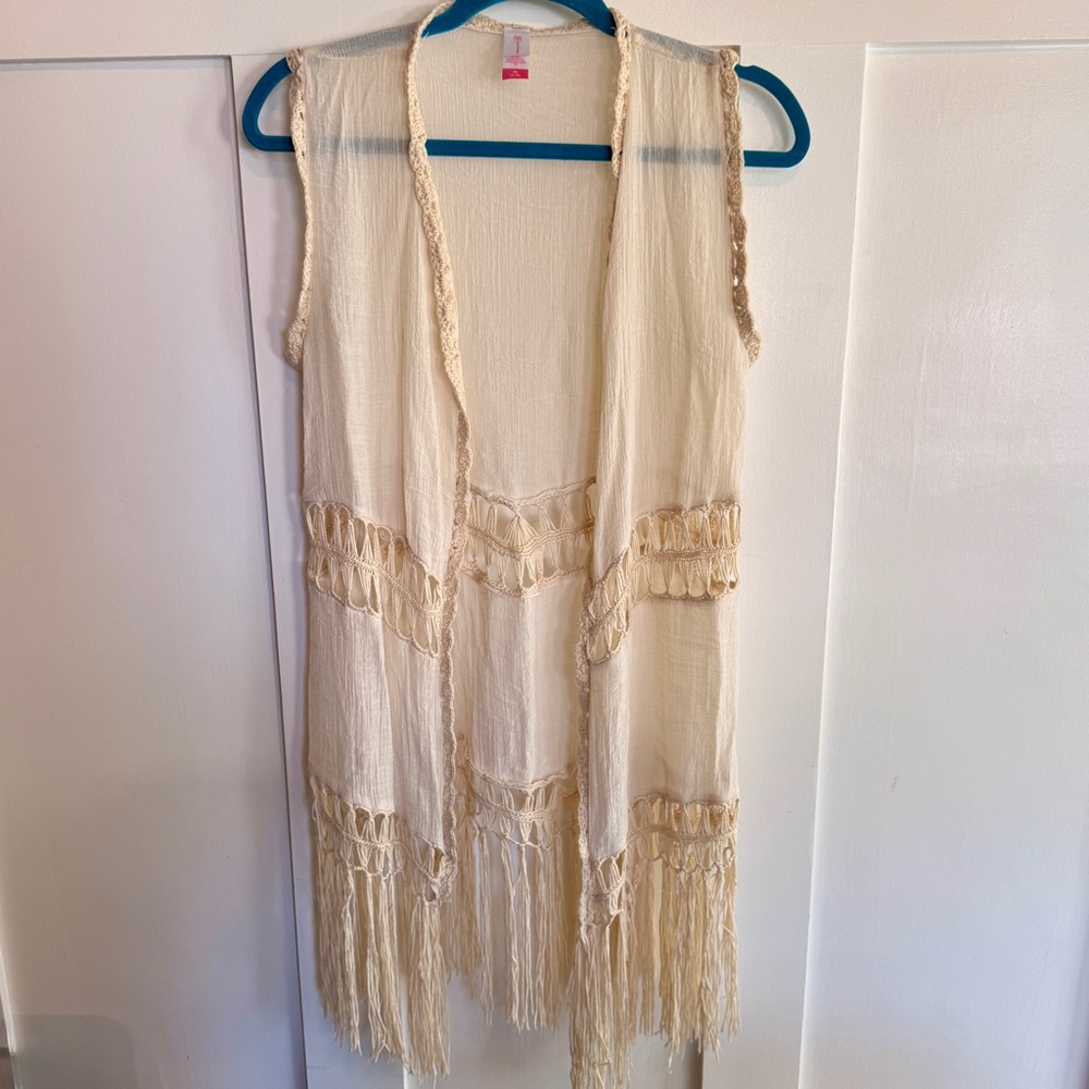 Boho Fringe Sleeveless Cardigan